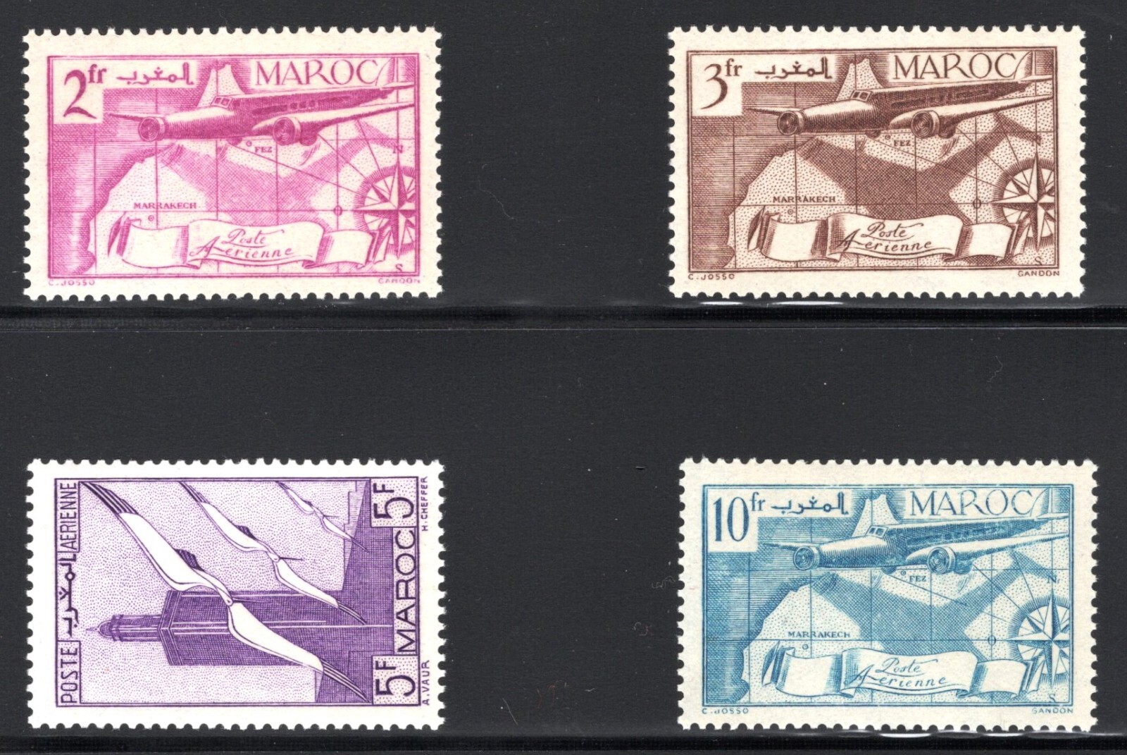 French Morocco Scott #C20-26 1939-40 Air Post Set - Very Fine Mint Never Hinged