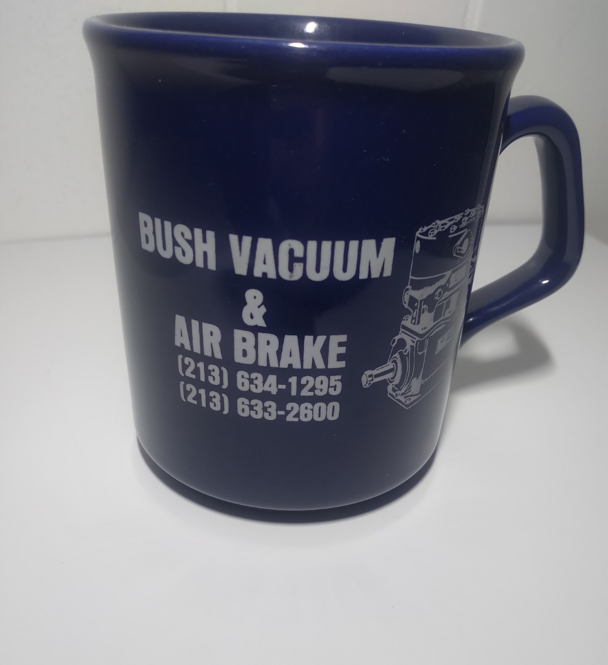 Vintage Ceramic Coffee Mug Bush Vacuum & Air Brake Made in England 3.5" Tall