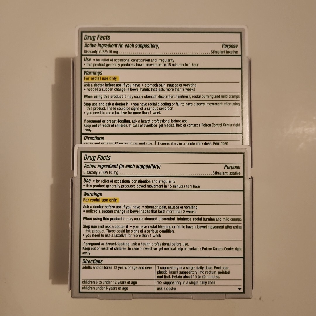 Dulcolax Medicated Laxative Suppository Gentle Fast Relief 16ct X2 Exp 2025+