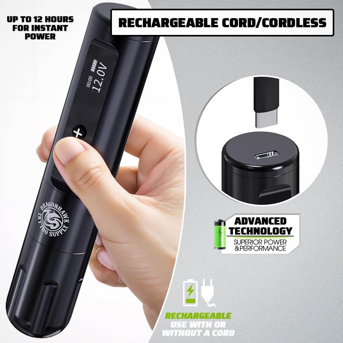 Tattoo Kit | Dragonhawk X9 Wireless Tattoo Machine Advanced Bundle