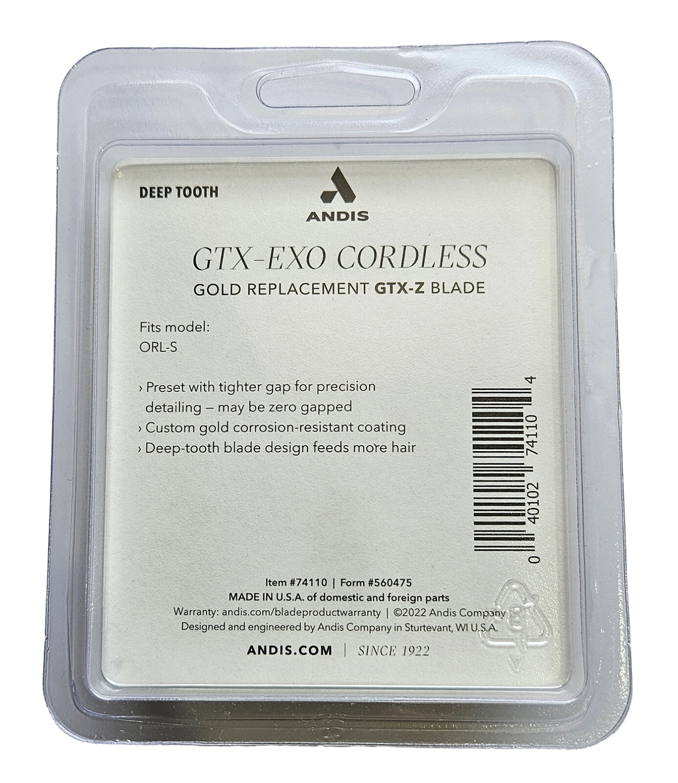 Andis #74110 GTX-EXO Cordless Gold GTX-Z Replacement Blade Deep Tooth