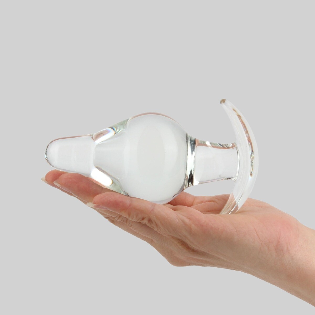 Wearable Glass Extra Thick Anal Butt Plug Probe with Anchored Base Anal Sex Toys