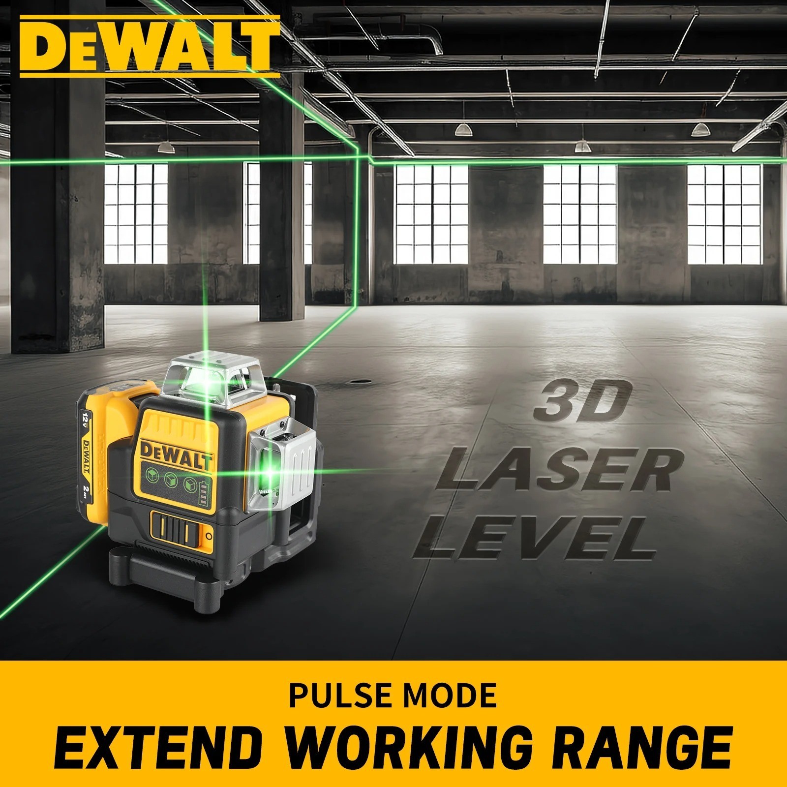 DeWalt DW089LG 12V Green Line 3 x 360 Laser Level Laser Battery+Charger US