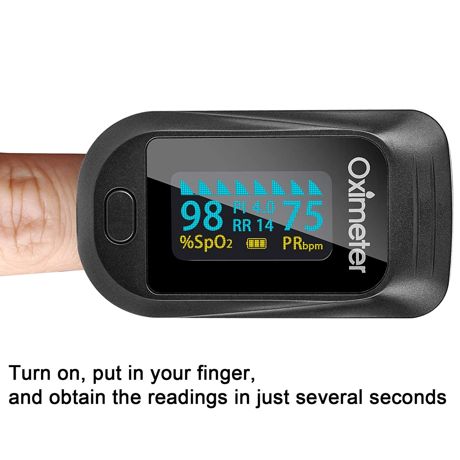 Fingertip Pulse Oximeter Accurate Blood Oxygen Saturation Level PI PR RR Monitor