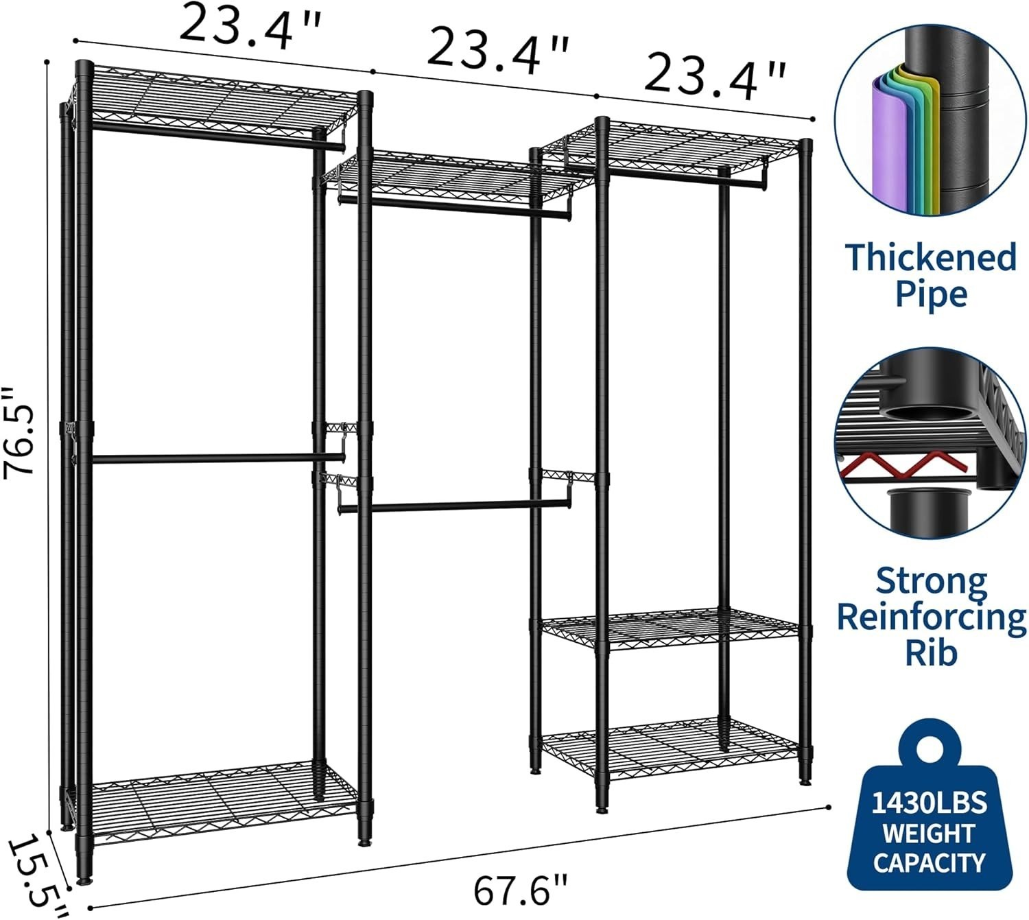 Heavy Duty Storage Clothes Rail Rack Garment Hanging Stand Open Wardrobe Shelf