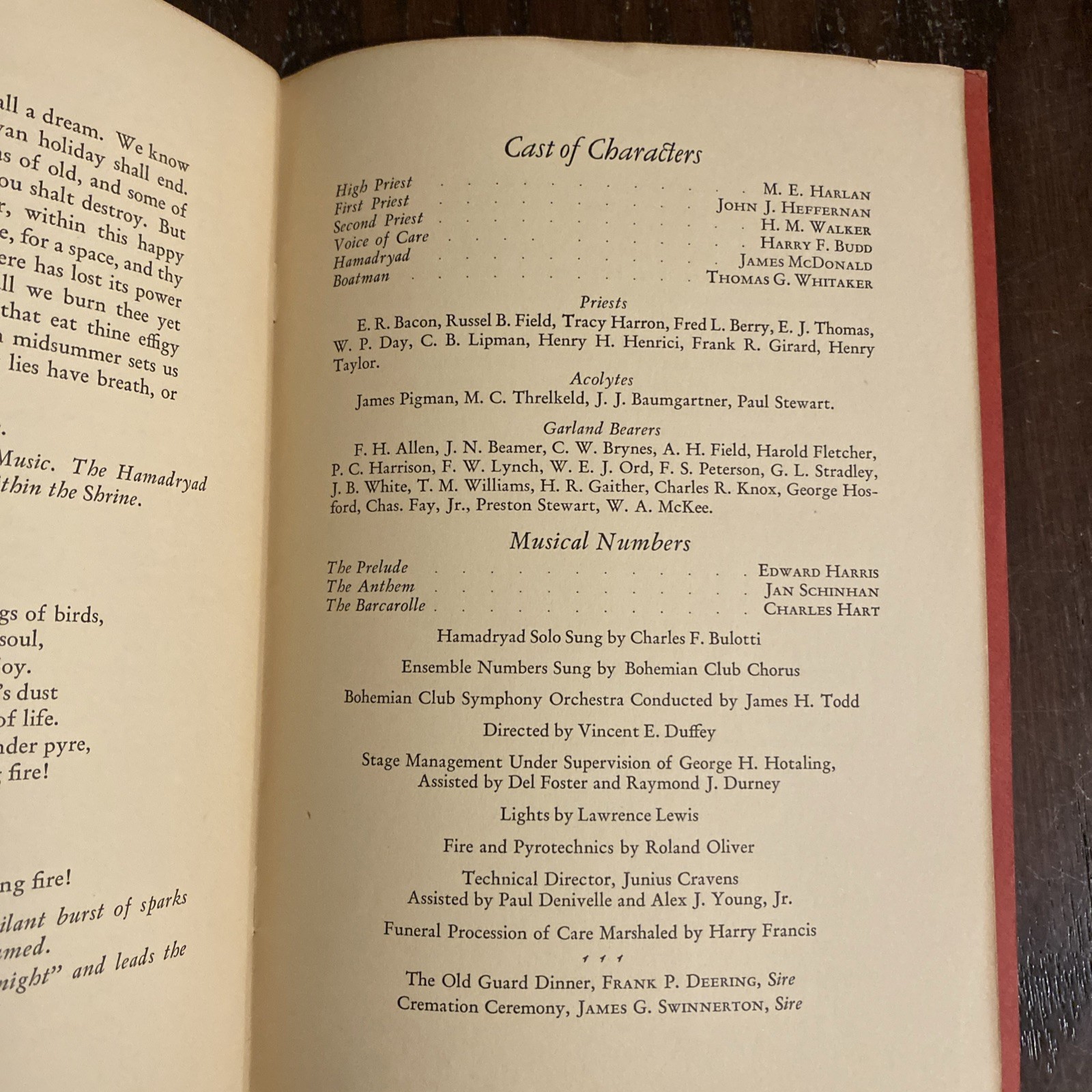 BOHEMIAN GROVE Cremation Of Care 1930 Booklet RARE Ritual