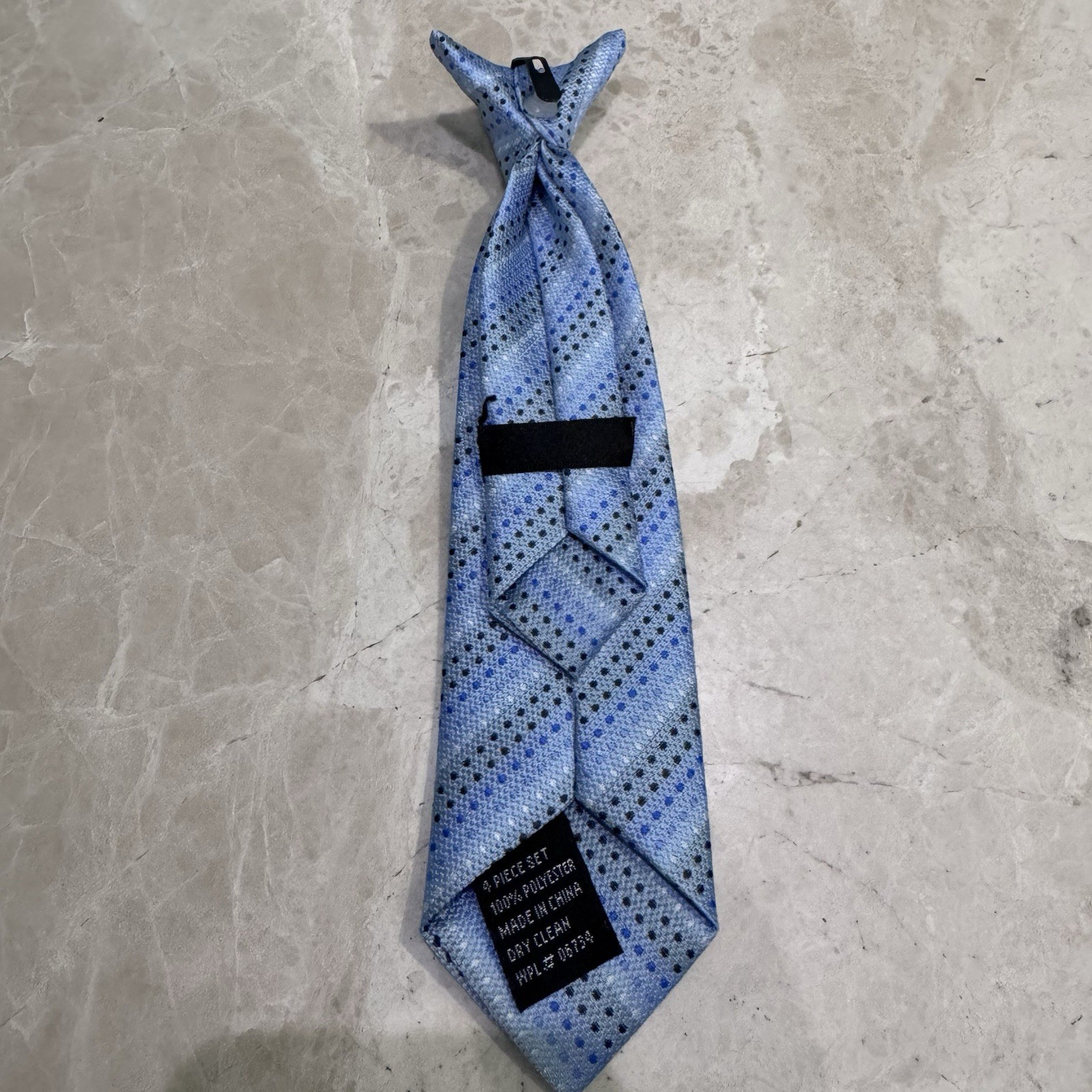 Youth Little Toddler Boys Clip On Neck Tie Blue Black White 9.25 Inches Long