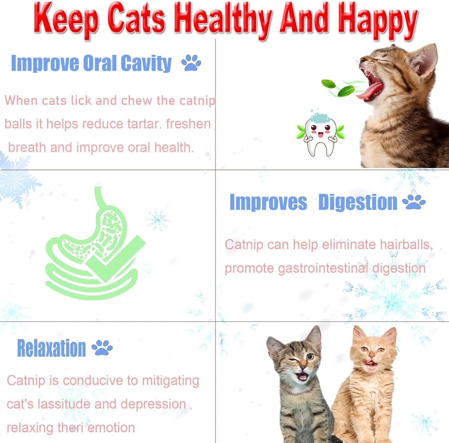 3Pcs Natural Catnip Kitten Mint Balls Safe Healthy Teeth Cleaning Dental Cat Toy