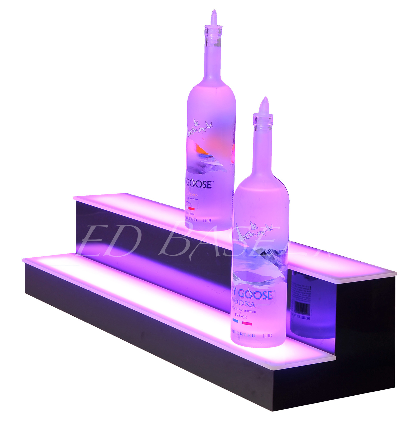 31" 2 Step LED Lighted Back Home Bar Glowing Liquor Bottle Shelf Display Stand