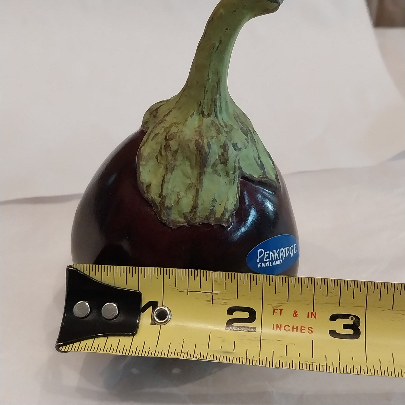 Penkridge Ceramics Trompe L'Oeil Vegetable EGGPLANT Sculpture Realistic 4"H NEW