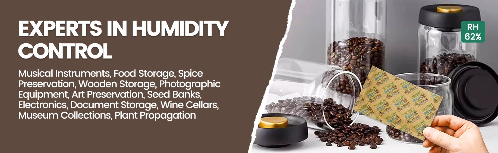 62% RH 67 Gram 2-Way Humidity Control Packs for Storing 1lb Individually Wrapped