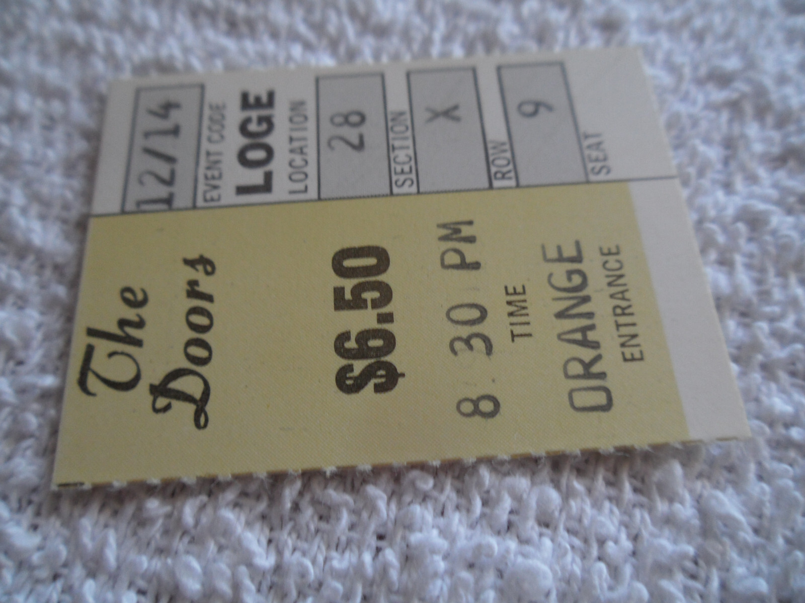 THE DOORS Original__1968__CONCERT TICKET STUB__Los Angeles Forum__NM-