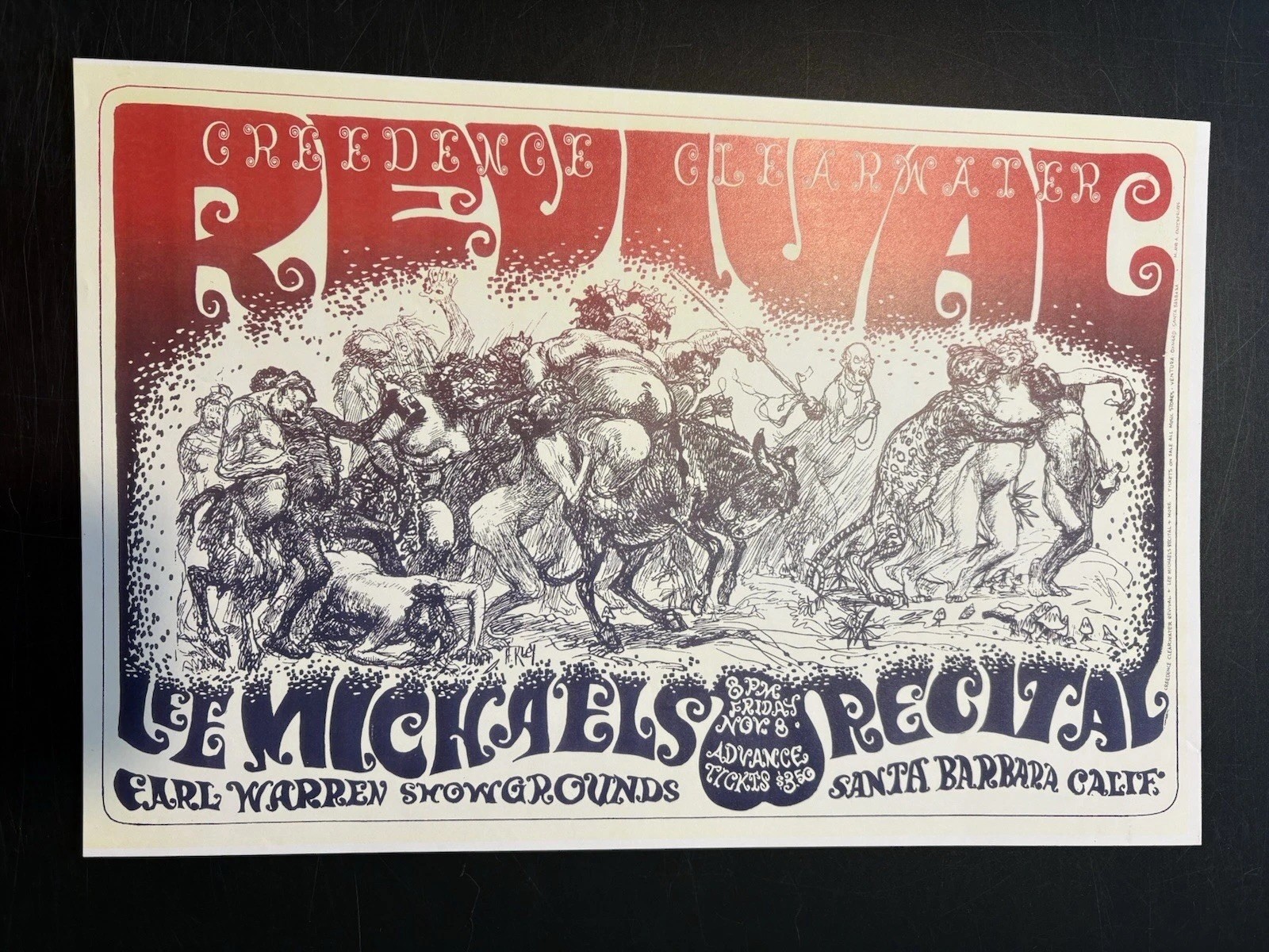 1968 CCR And Lee Michaels Earl Warren Original Concert Poster