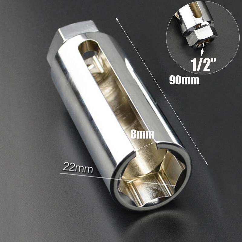 7/8'' 22mm O2 Oxygen Sensor Socket Removal Tool Side Wire Cutout 1/2" Drive