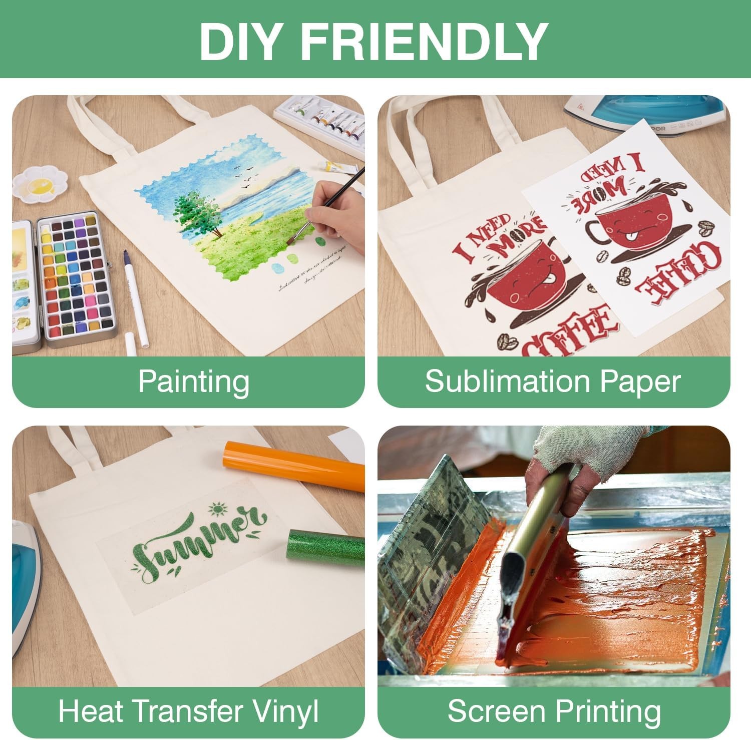 50 Pack Canvas Tote Bag Bulk Sublimation Blank Bags, 13x15 Inches