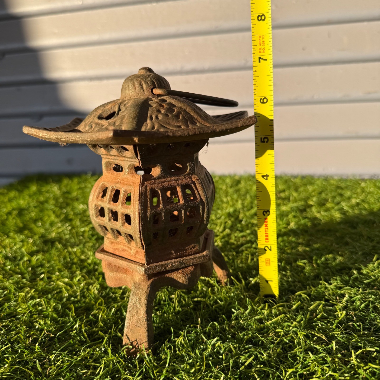 Vintage Japanese Cast Iron Pagoda Garden Candle Lantern 1940s