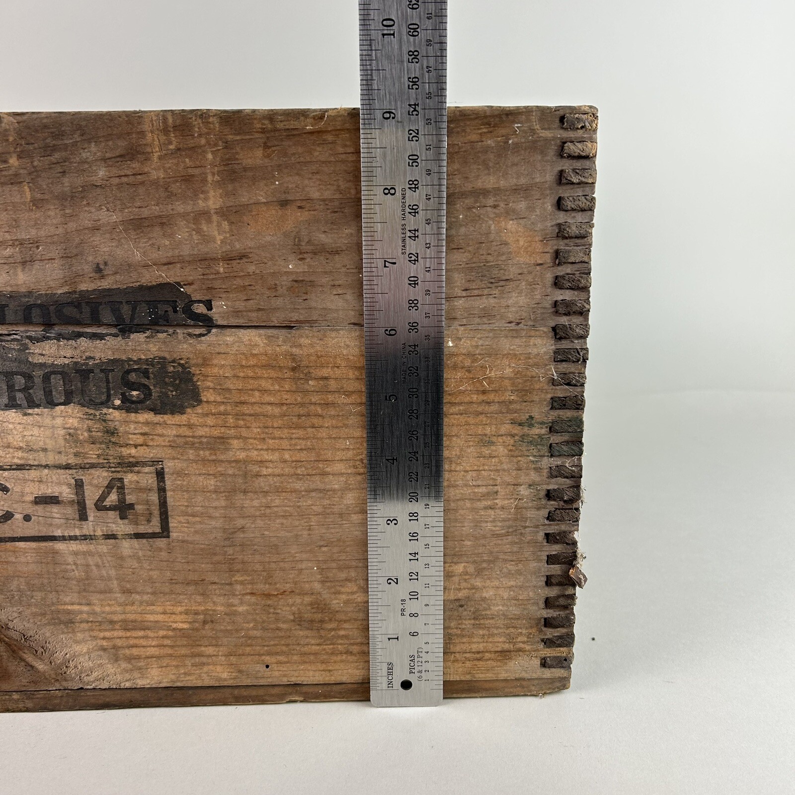 Antique 25lb Explosive Dynamite Dovetail Wood Crate ICC 14 National Eldred PA