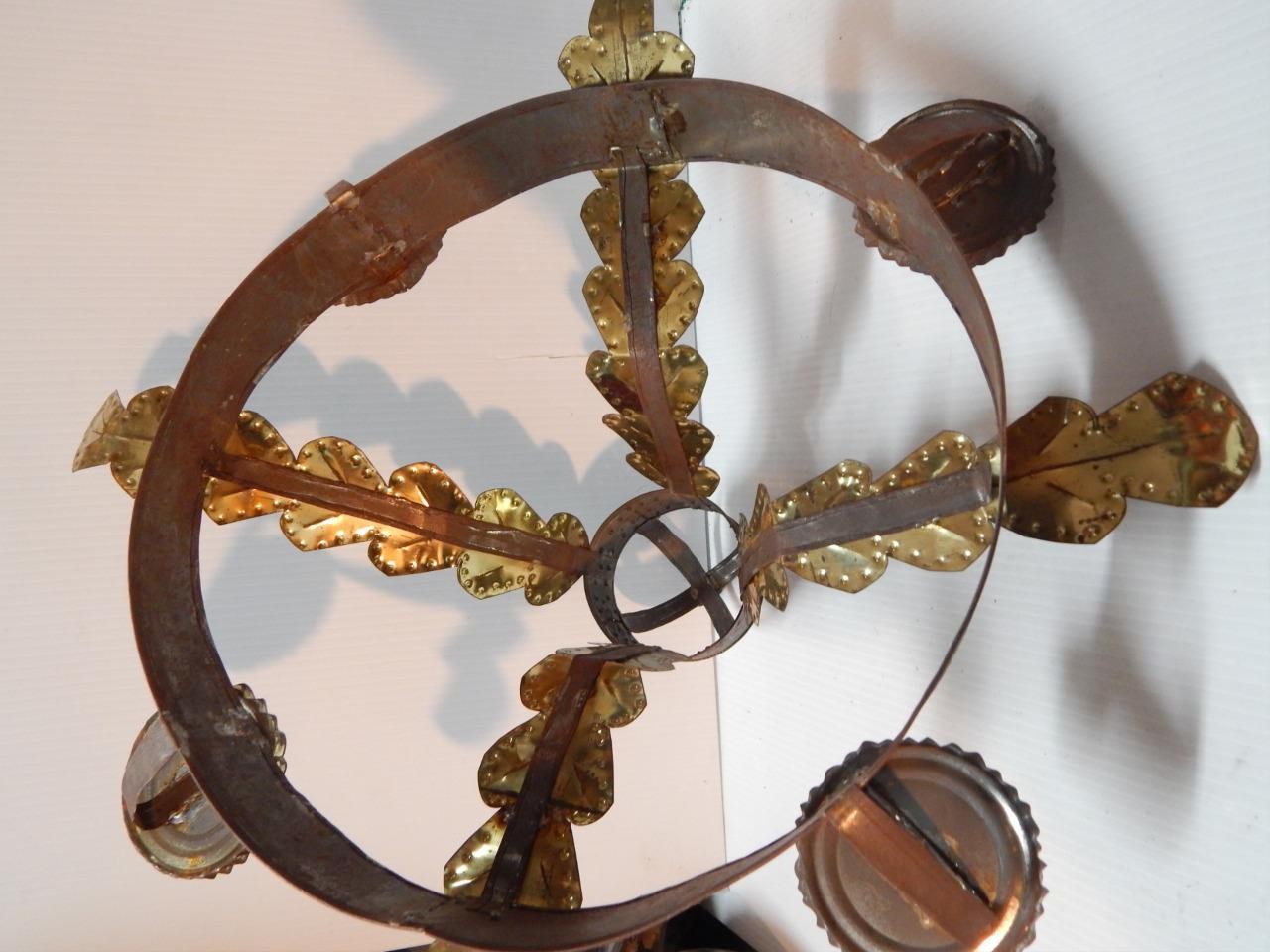 RARE2FIND VINTAGE ANTQ MEXICAN ORNATE TIN HANGING CANDLABRA CANDLE STICK HOLDER