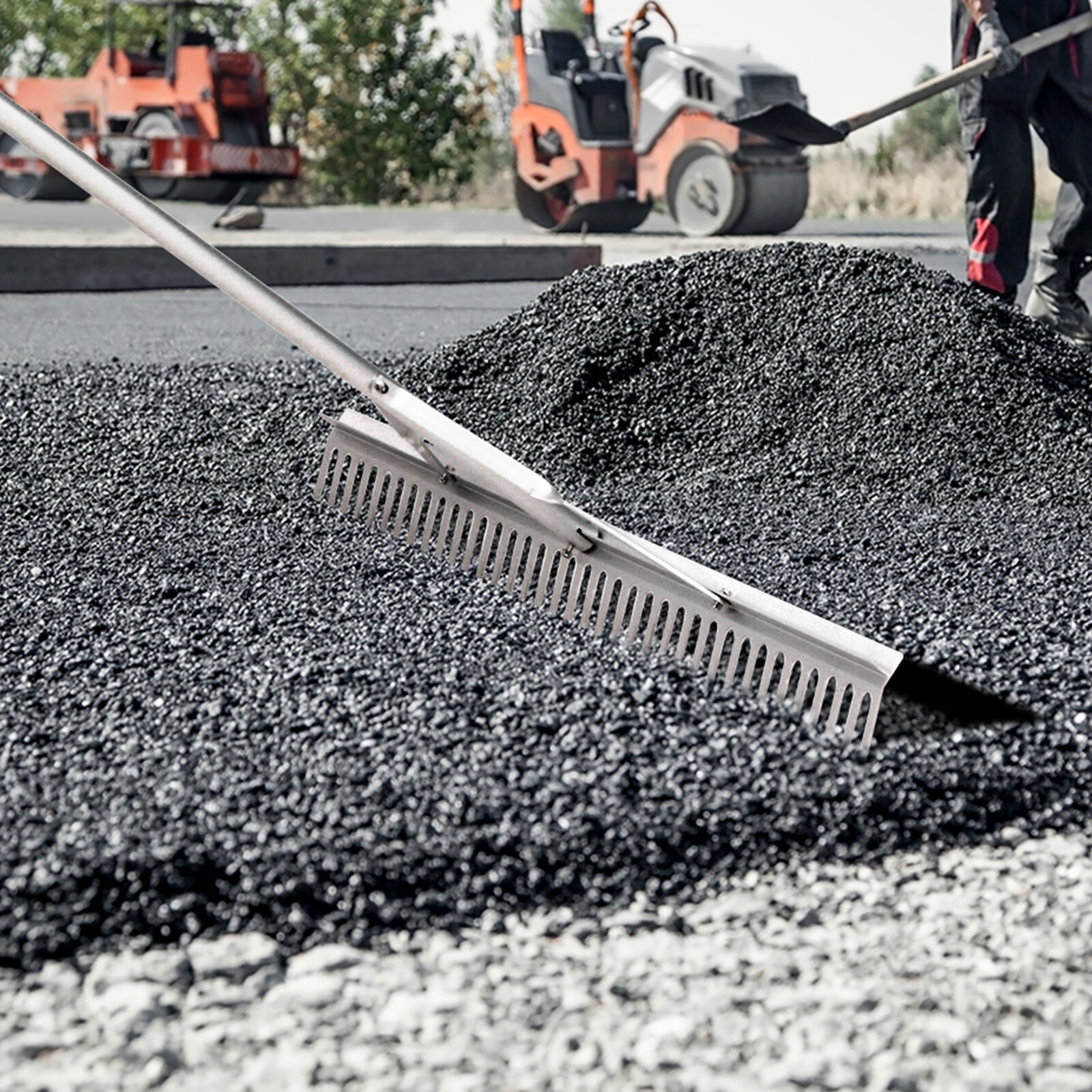 VEVOR Landscape Rake 36" Head Aluminum Landscape Rake 75" Adjustable Handle