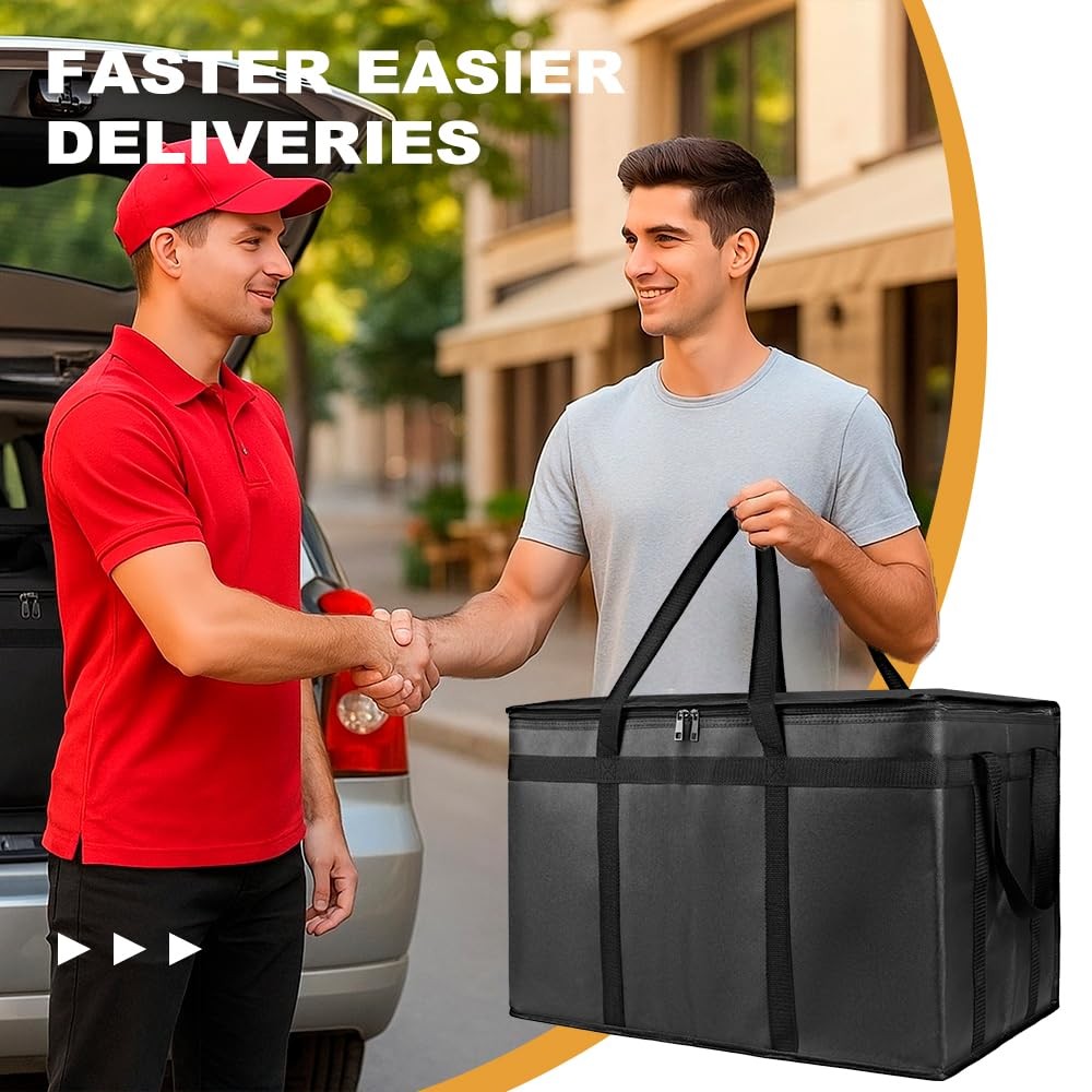 Insulated Food Delivery Bag Reusable Thermal Cooler Grocery Bags for Caterin...