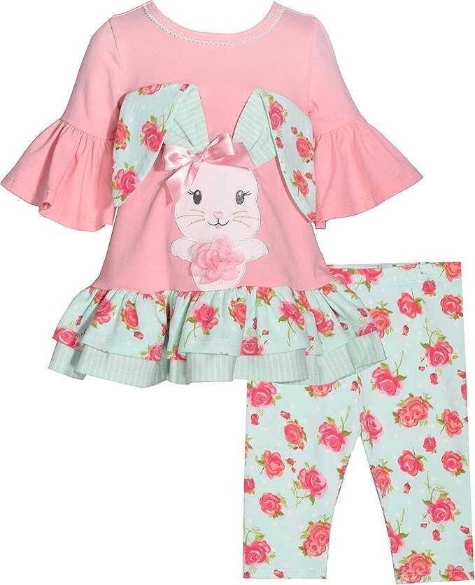 Bonnie Jean Baby Toddler Little Girls Easter Holiday Bunny Outfit Pink Capri Set