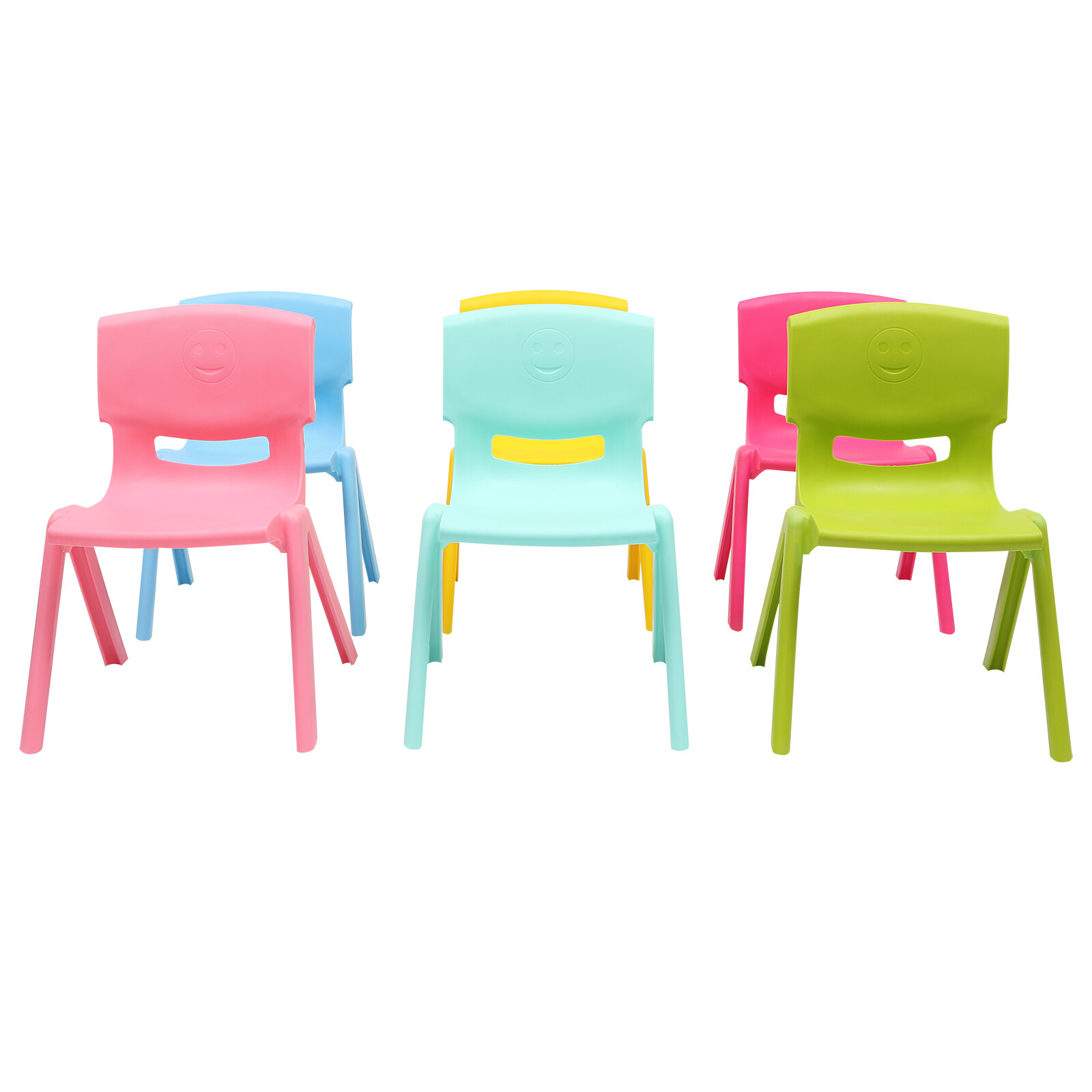 6x Stackable School Chairs PP Child Chair 100kg load Multicolor Indoor & Outdoor