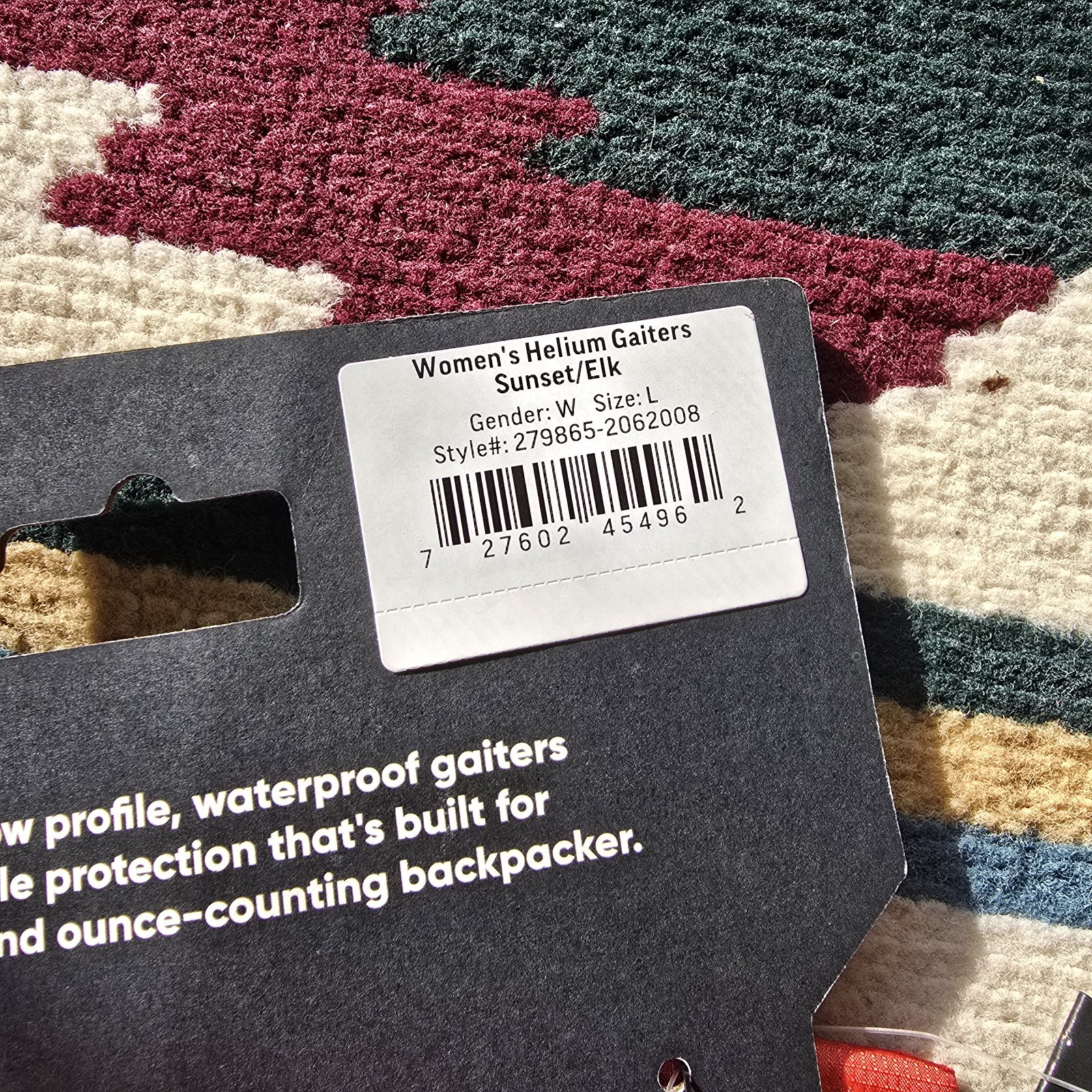 NWT Outdoor Research Helium Gaiters Womens Large Sunset Lightweight Waterproof