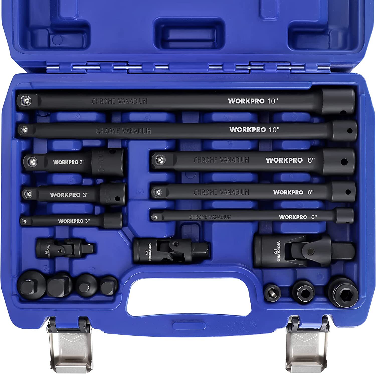 WORKPRO 18PCS 1/4", 3/8" & 1/2" DR Impact Socket Set Drive Tool Accessory Set US