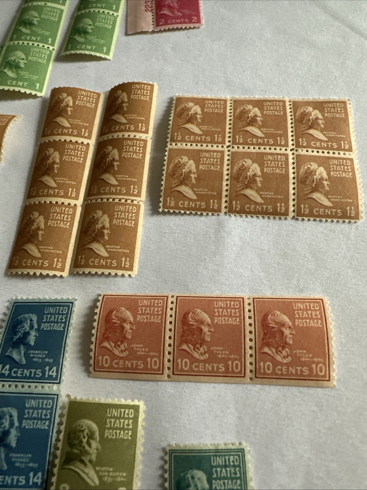 Lot Of US Stamps 1/2 Cent To 50 Cents Block Plate Unused