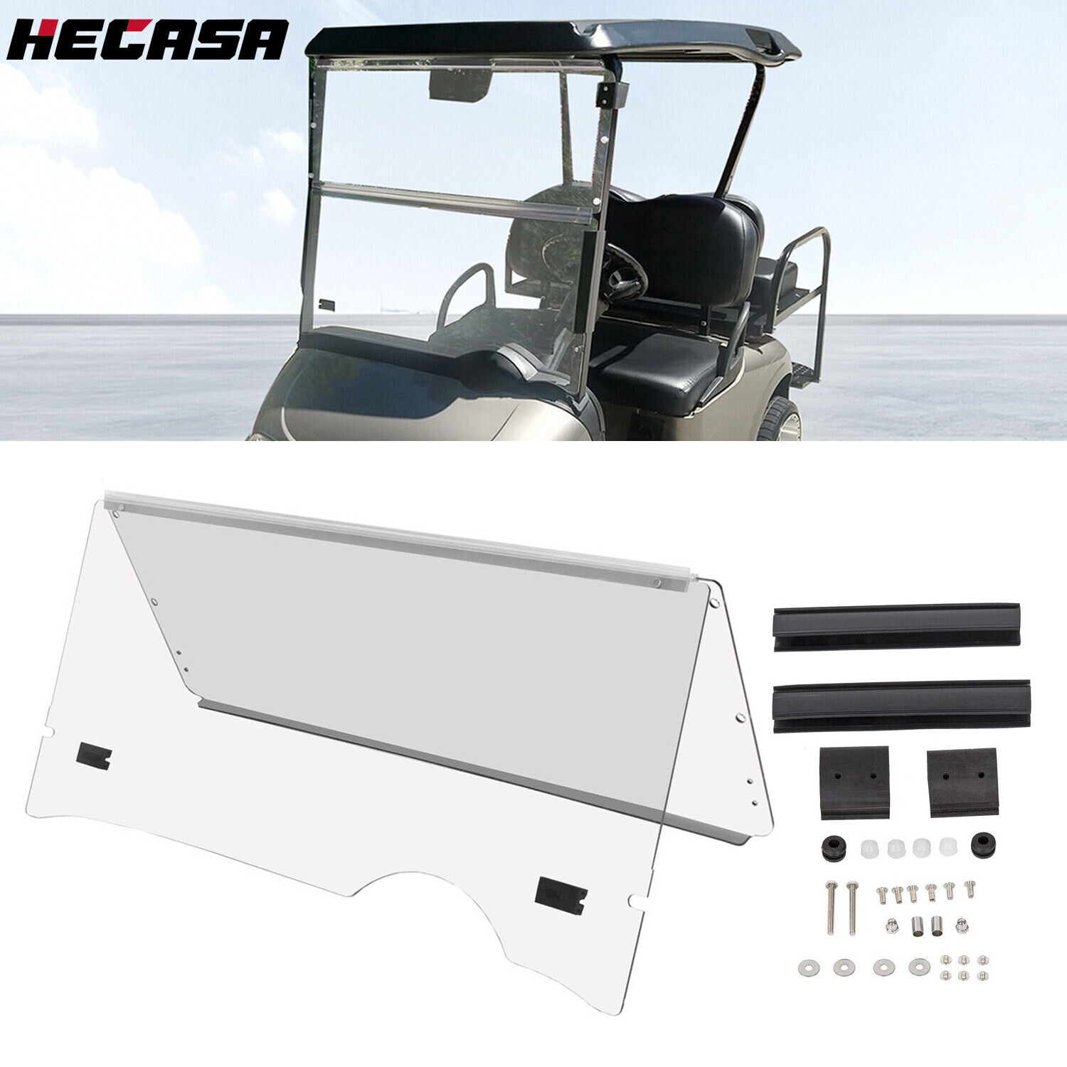 Fits EZGO RXV Clear Windshield 2008-UP Folding Style *New In Box Golf Cart Part*