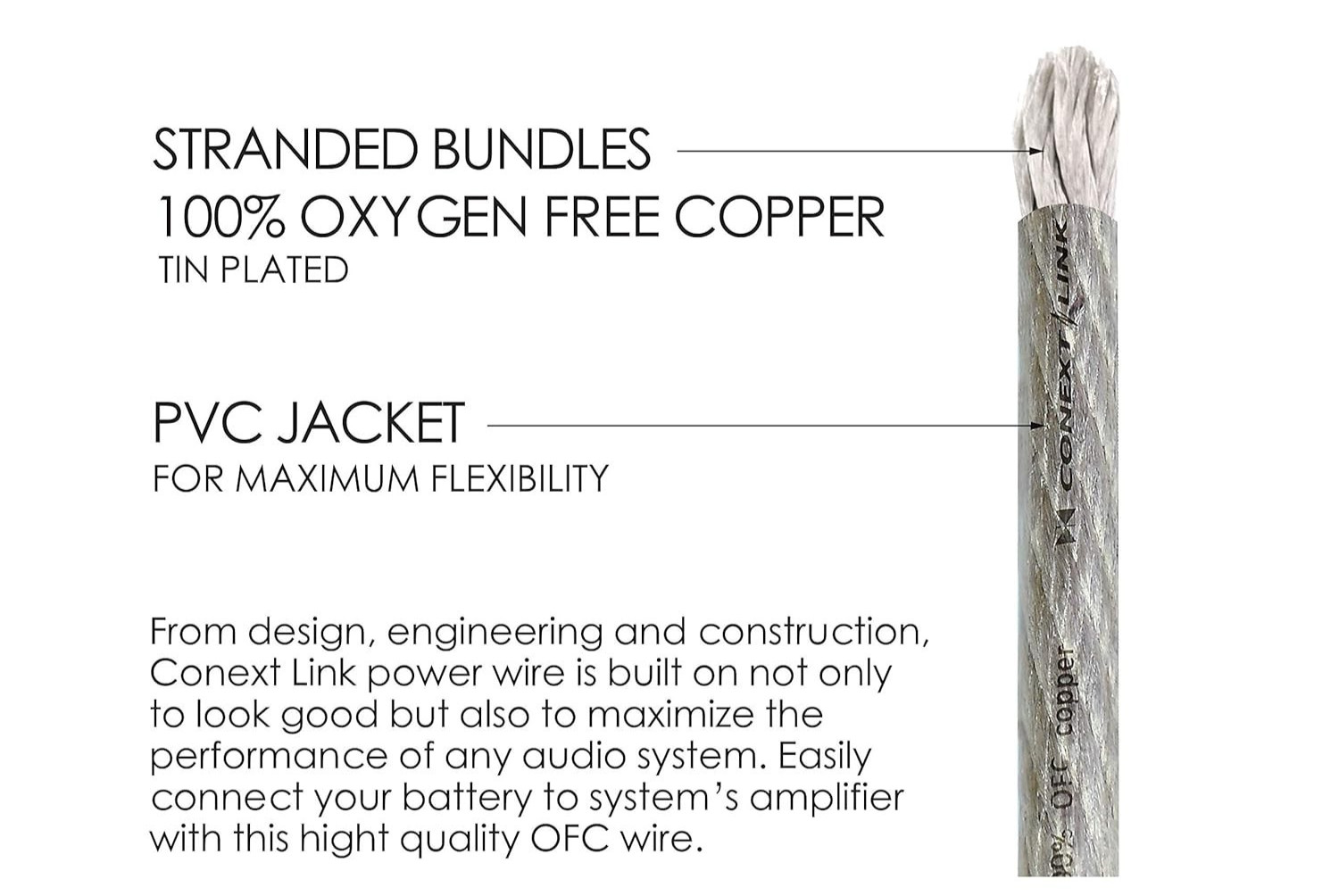 1/0 AWG Tinned OFC Copper Cable Marine Grade Power Wire Ultra Flexible 15 foot