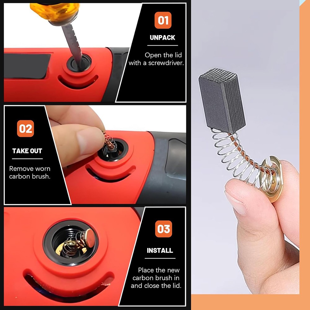 54Pc Graphite 11Sizes Electric Motor Carbon Brushes Replacement For Power Tool