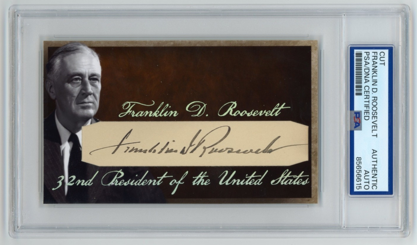 President Franklin D Roosevelt Signed Cut Custom 3x5 Card PSA DNA Slab AUTO