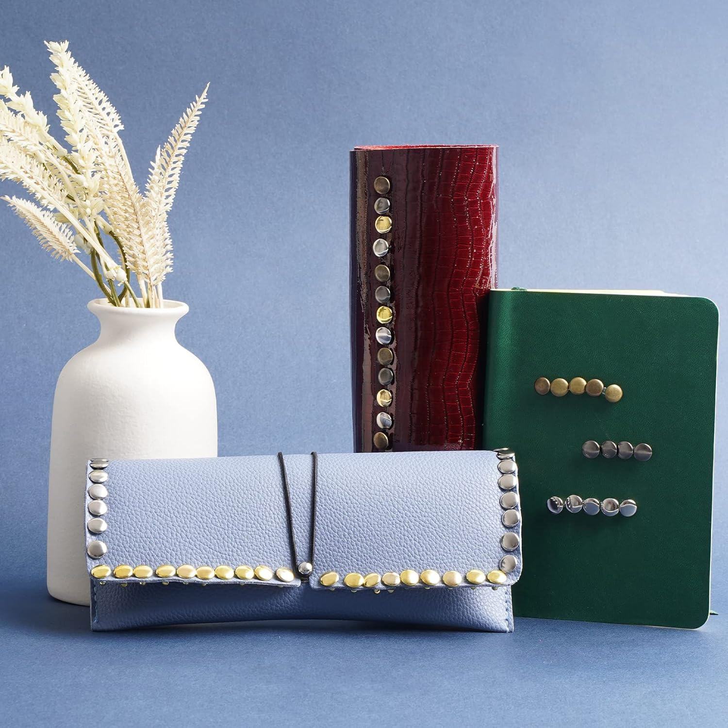 Jetmore 480 Pack Leather Rivets, Brass Rivets for Fabric, Leather Rivet Kit, Dou