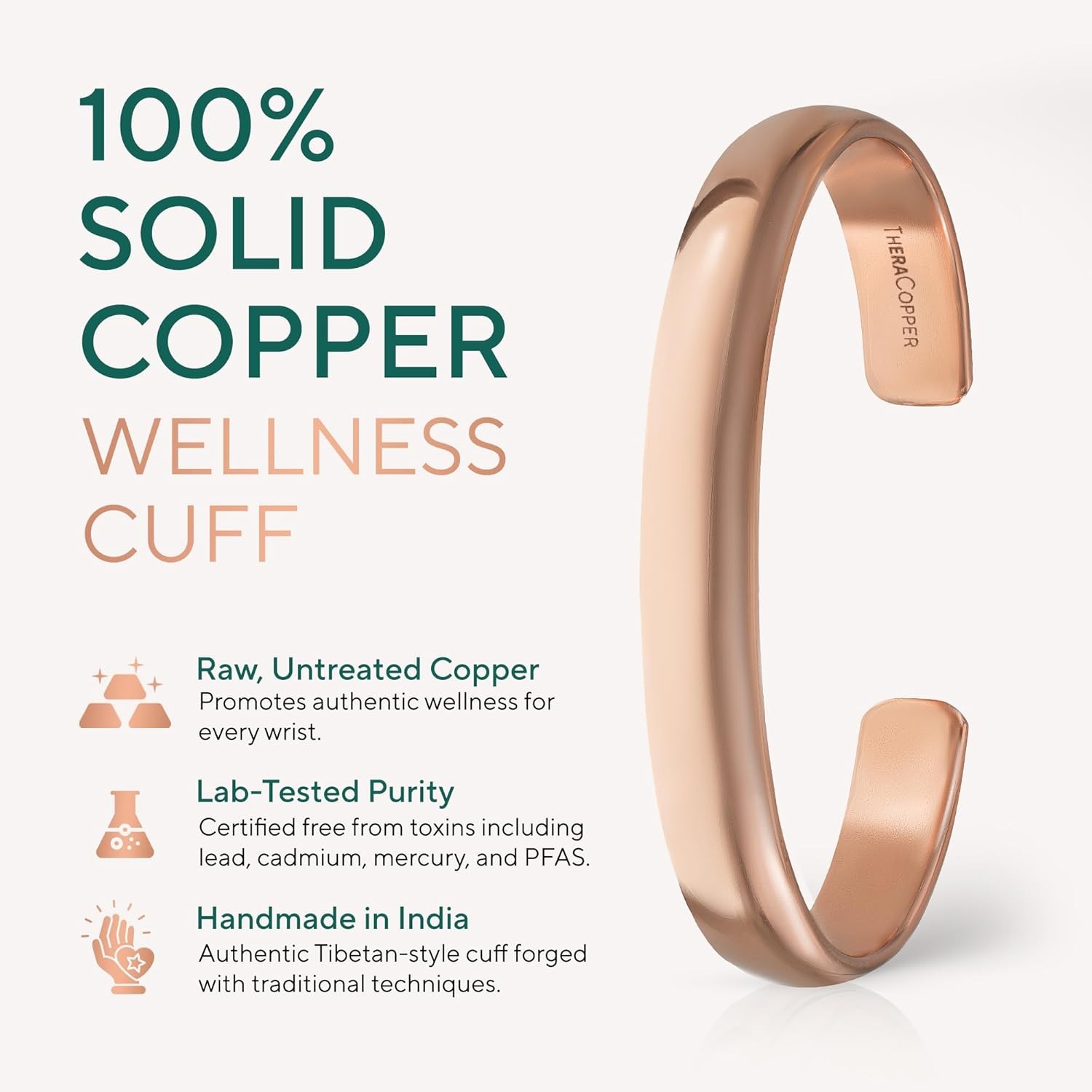 Copper Bracelet for Men & Women — 100% Pure Copper Bracelets — Raw, Solid &