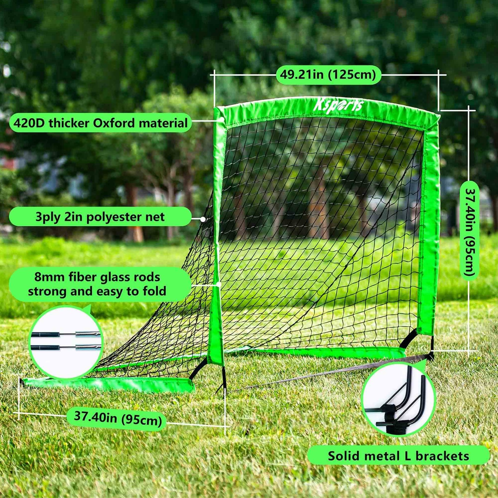 Ksports Squad Outdoor Portable Soccer Goal Set Kids Training Equipment, 4 x 3'