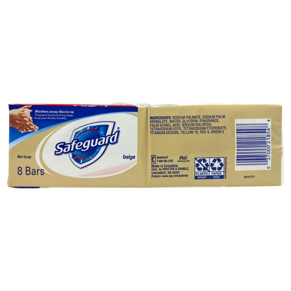 Safeguard Bar Soap, Beige, 8 Bars, 4 oz Each – Washes Away Bacteria