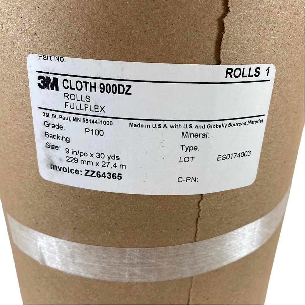3M 900DZ 7100047770 9" x 30 yds 100 Grit Ceramic Cloth Roll