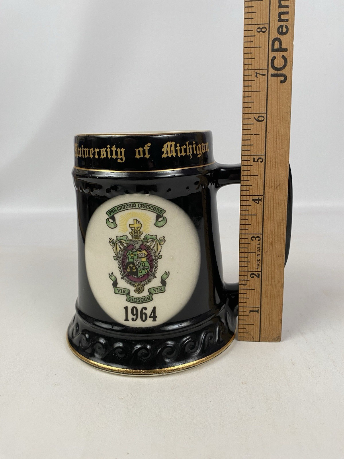 Vintage 1964 University of Michigan Lambda Chi Alpha Ceramic Beer Mug Stein JIM