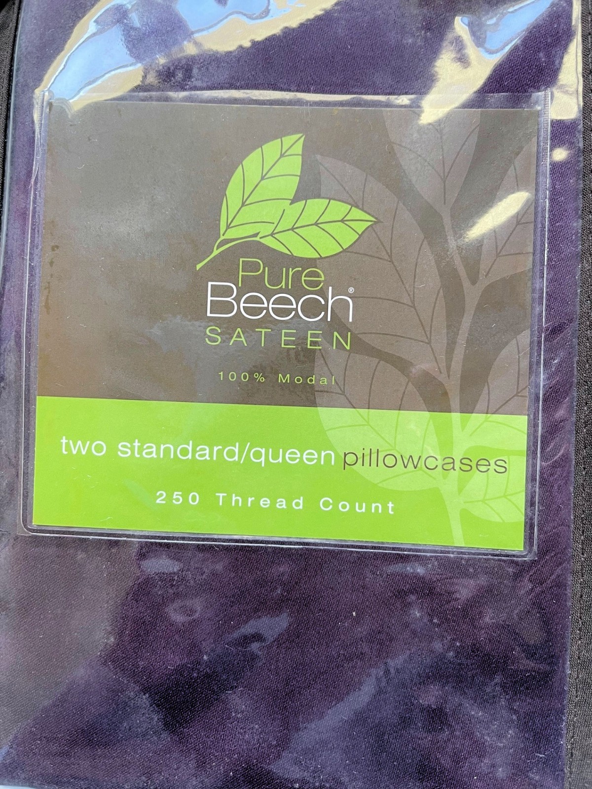 1 Pure Beech 100% Modal 250 TC Standard/Queen Sateen Pillowcase Plum New In Pack