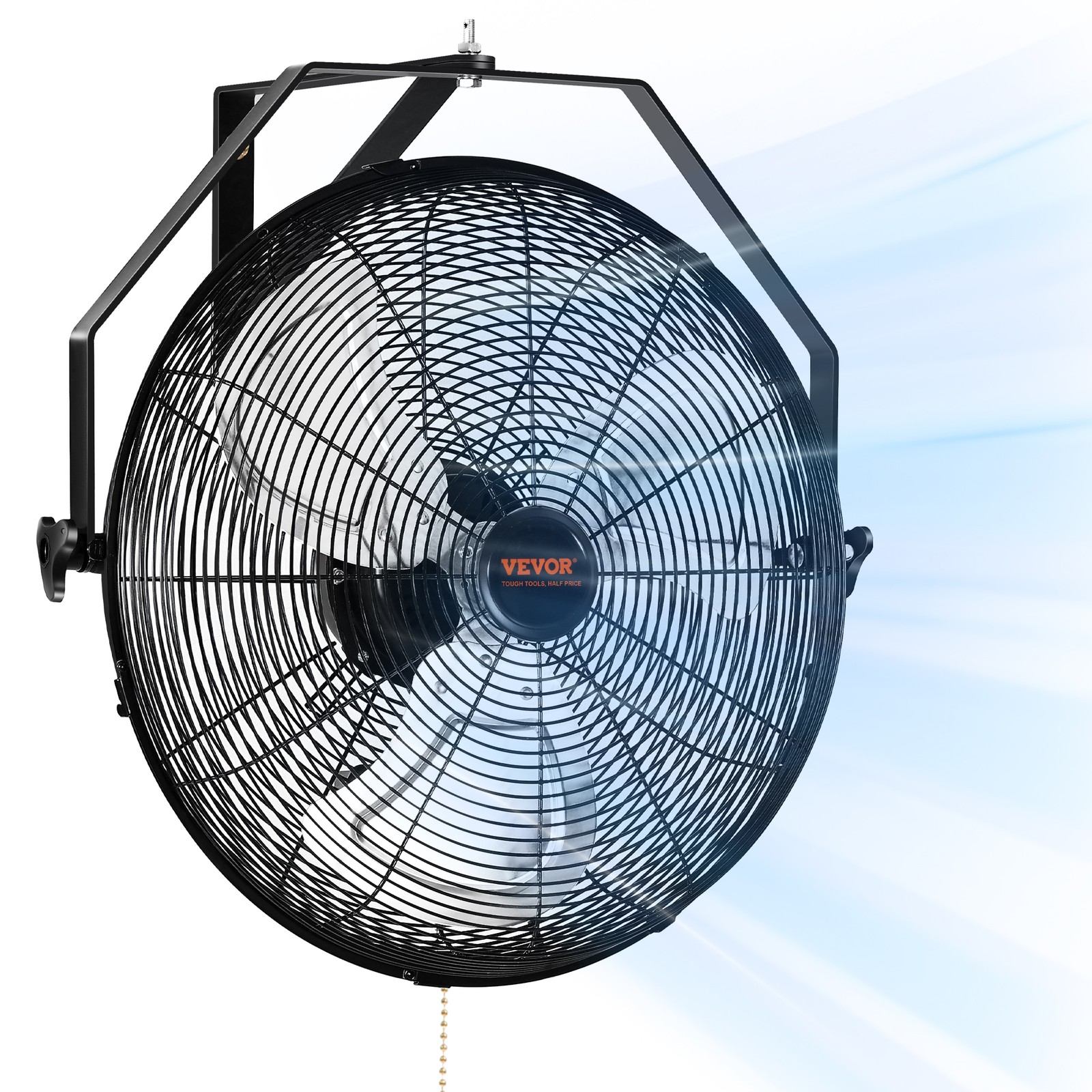 VEVOR Industrial Wall Mount Fan Waterproof Metal Fan 17.6'' 3 Speed Airflow