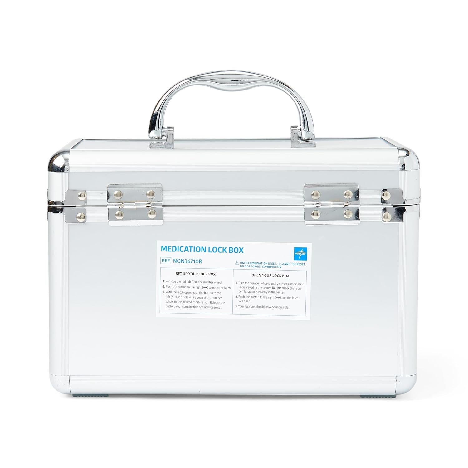 Medline Combination Medication Lock Box Holds Secure/Organized Up to 24 Bottles