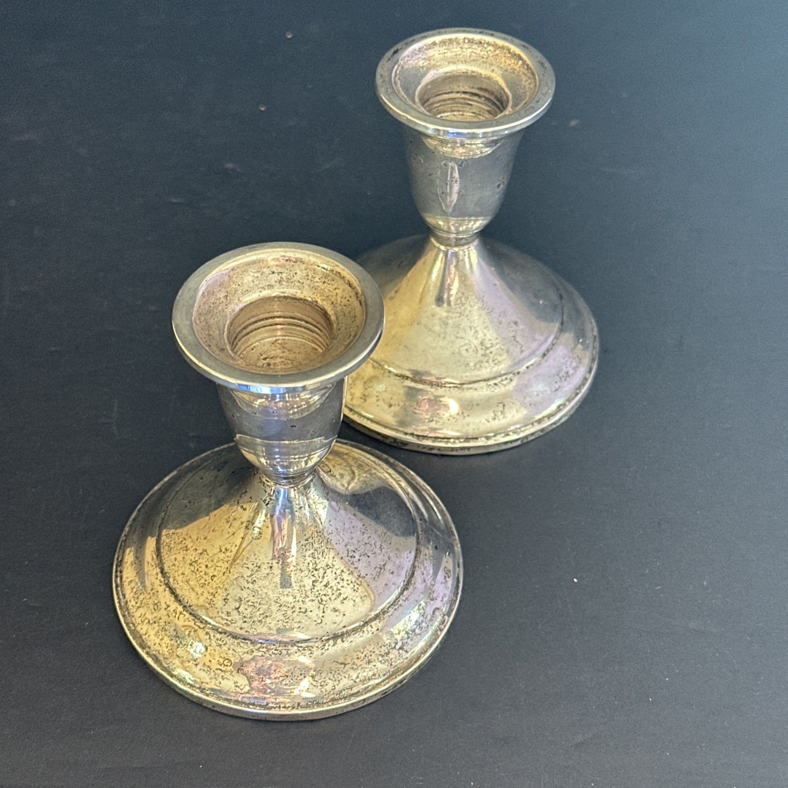 Pair Towel weighted Sterling Silver Candlesticks Candleholders Classic