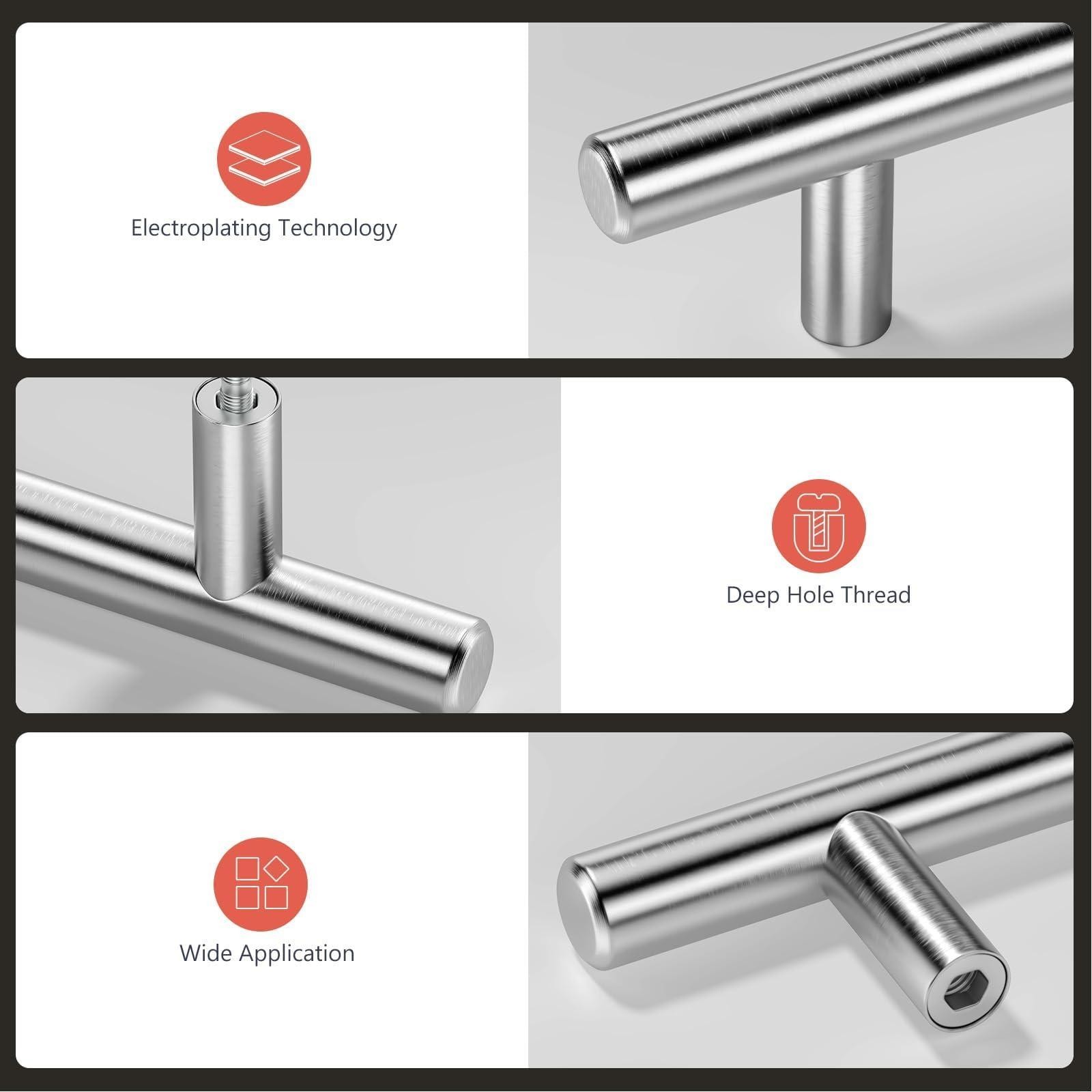 15 Pack Cabinet Pulls 3 in - Brushed Nickel Stainless Steel Drawer Pull Handles.