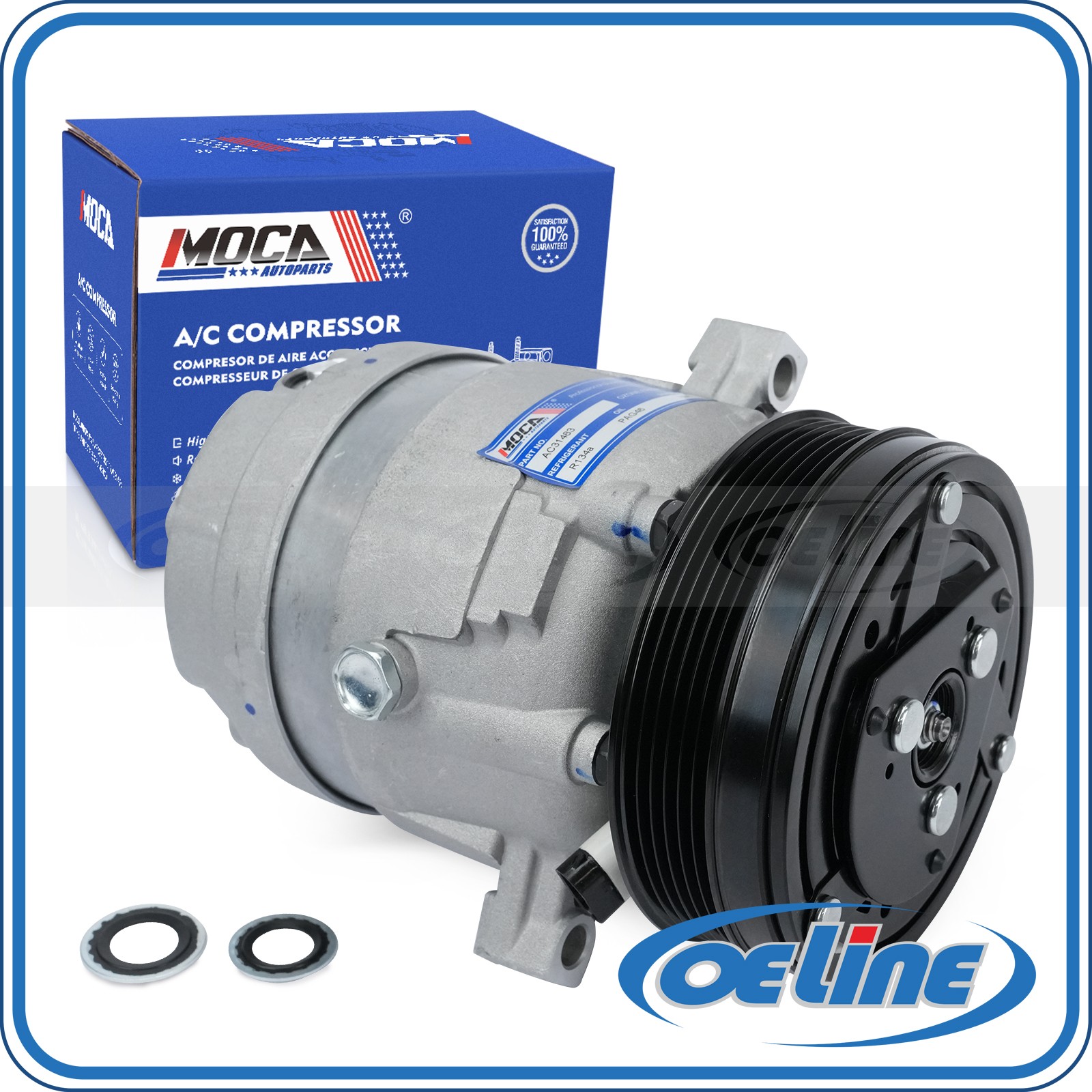 W/6-Groove Pulley A/C Compressor for Buick LeSabre Oldsmobile Pontiac Bonneville