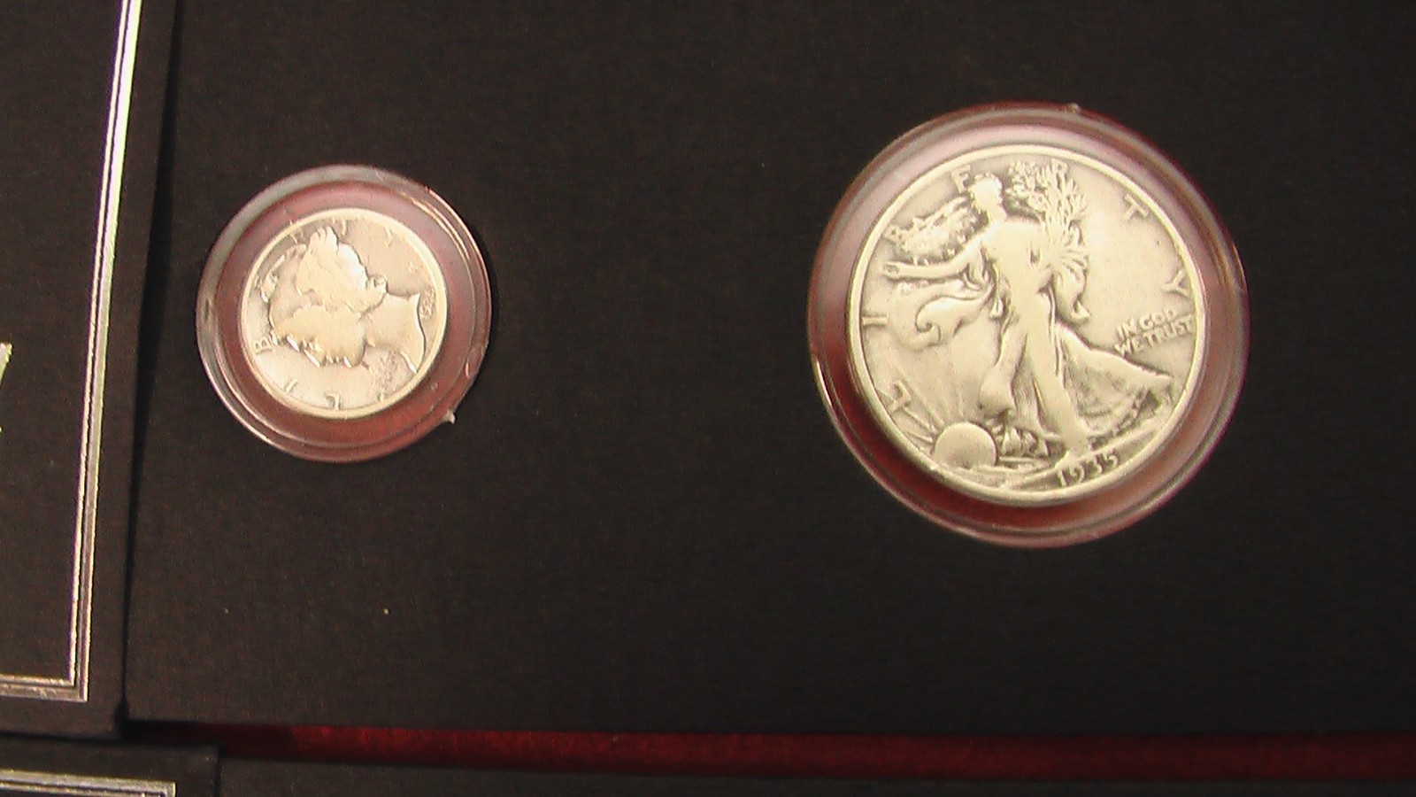 $3 Face 90% Silver; 65Walking Liberty Half Dollars 5 Mercury Dimes encased