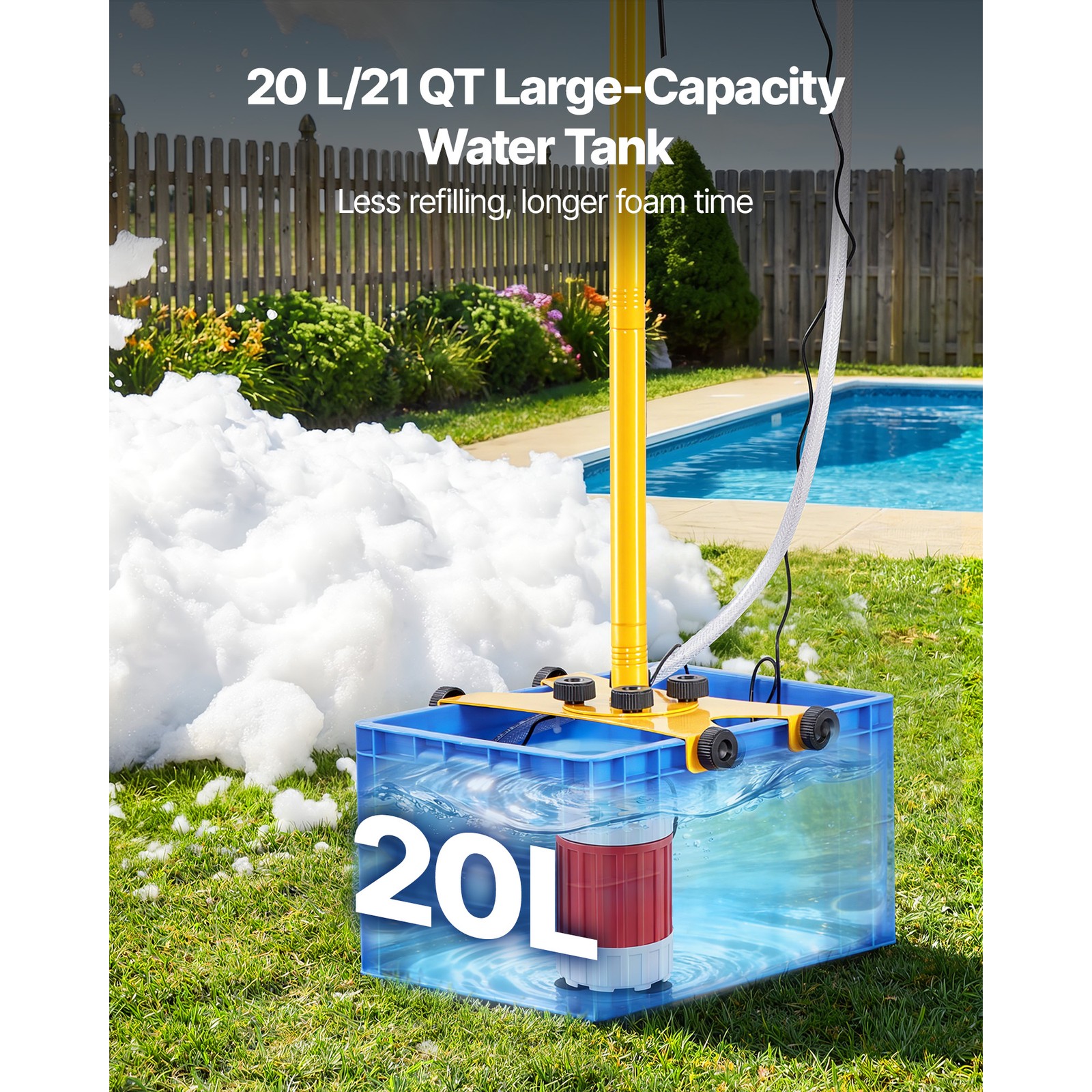 Uimoso Foam Machine Foam Maker Adjustable Angle 21QT Water Tank for Summer Pool