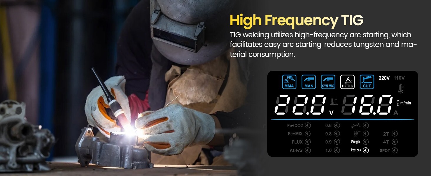 6in1 MIG/CUT/TIG/MMA Welder 220V 250A Gas/Gasless Welding Machine Plasma Cutter