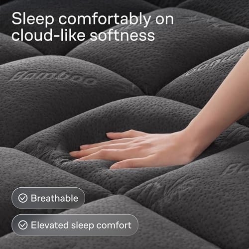 Ultra Soft Size Mattress Topper - Viscose Made from Bamboo King Dark Gray