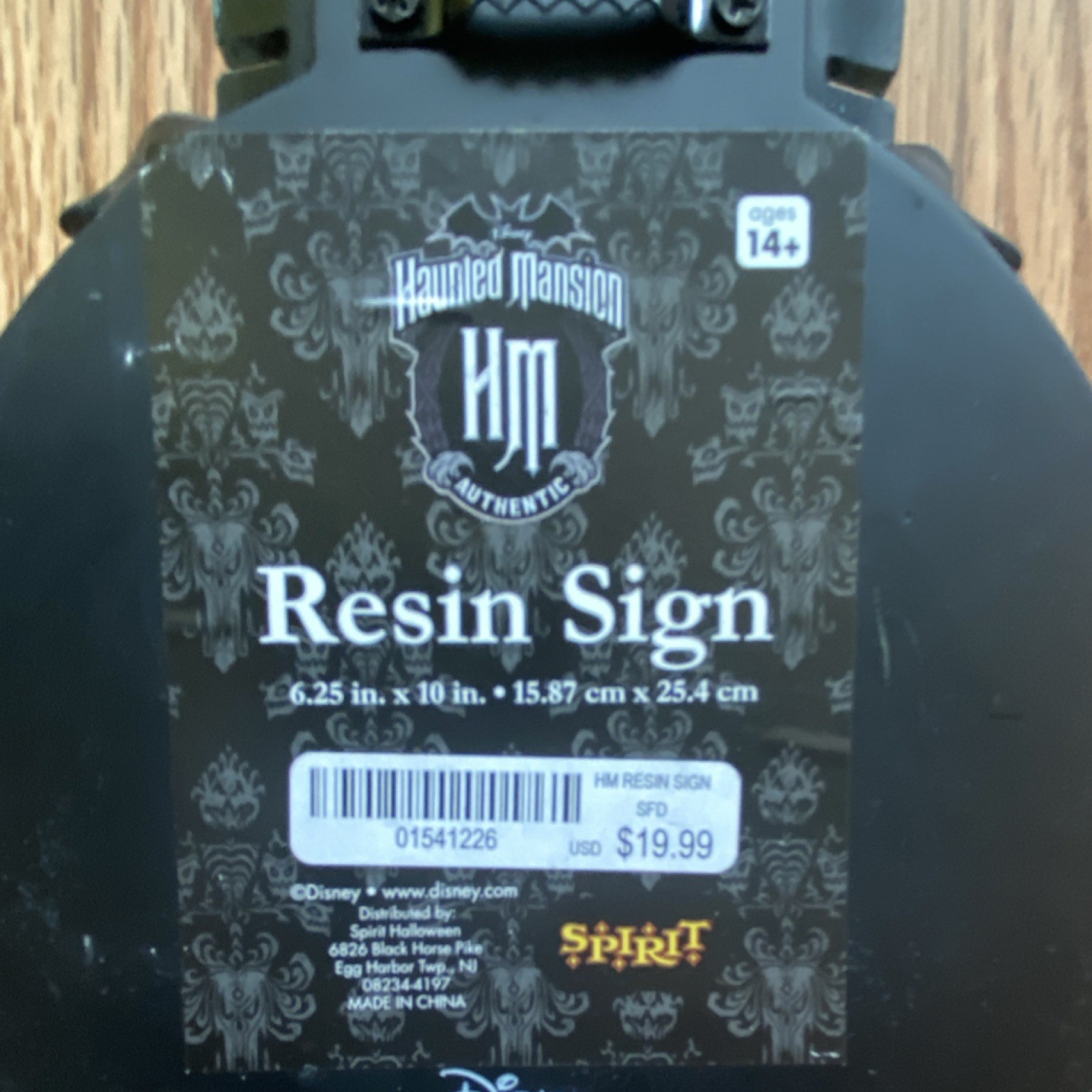 Spirit Halloween Haunted Mansion Resin Sign 6.25 x 10 in Disney
